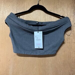 Zara‎ Gray Off-Shoulder Tank Top